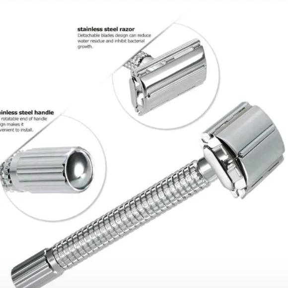 Classic Silver Double-Edged Safety Razor - Picture 2 of 2